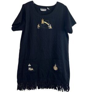 VTG Get Lucky Black Lighthouse Embroidered Dress. Size L